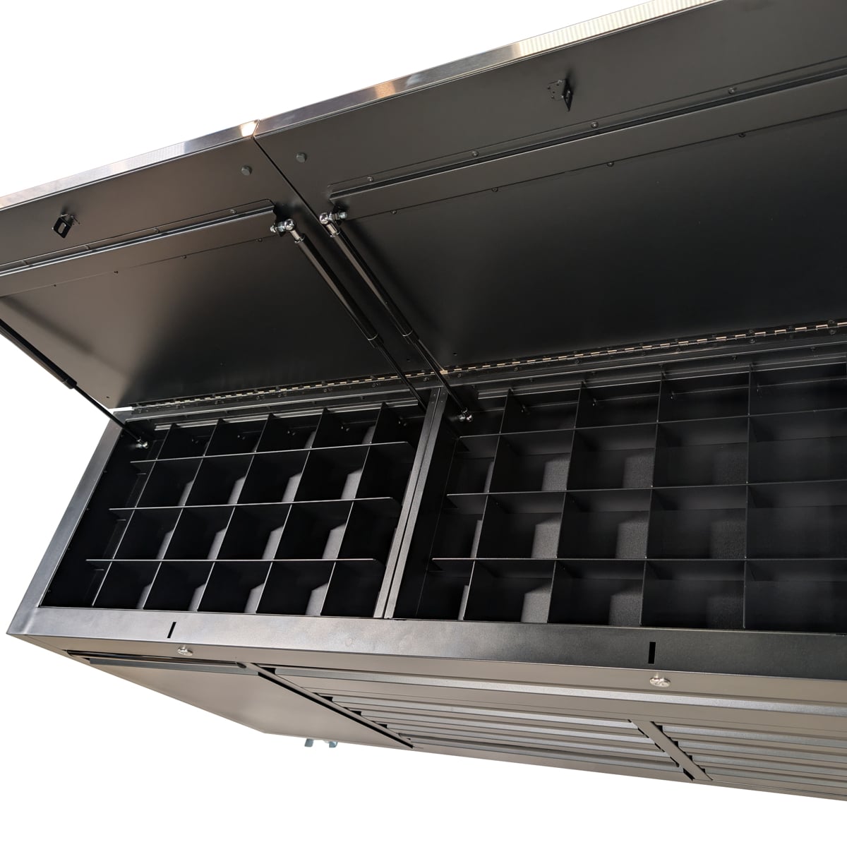 SGS 61in 9 Drawer Tool Chest | Split Stainless Steel Lift-Up Worktop | Black